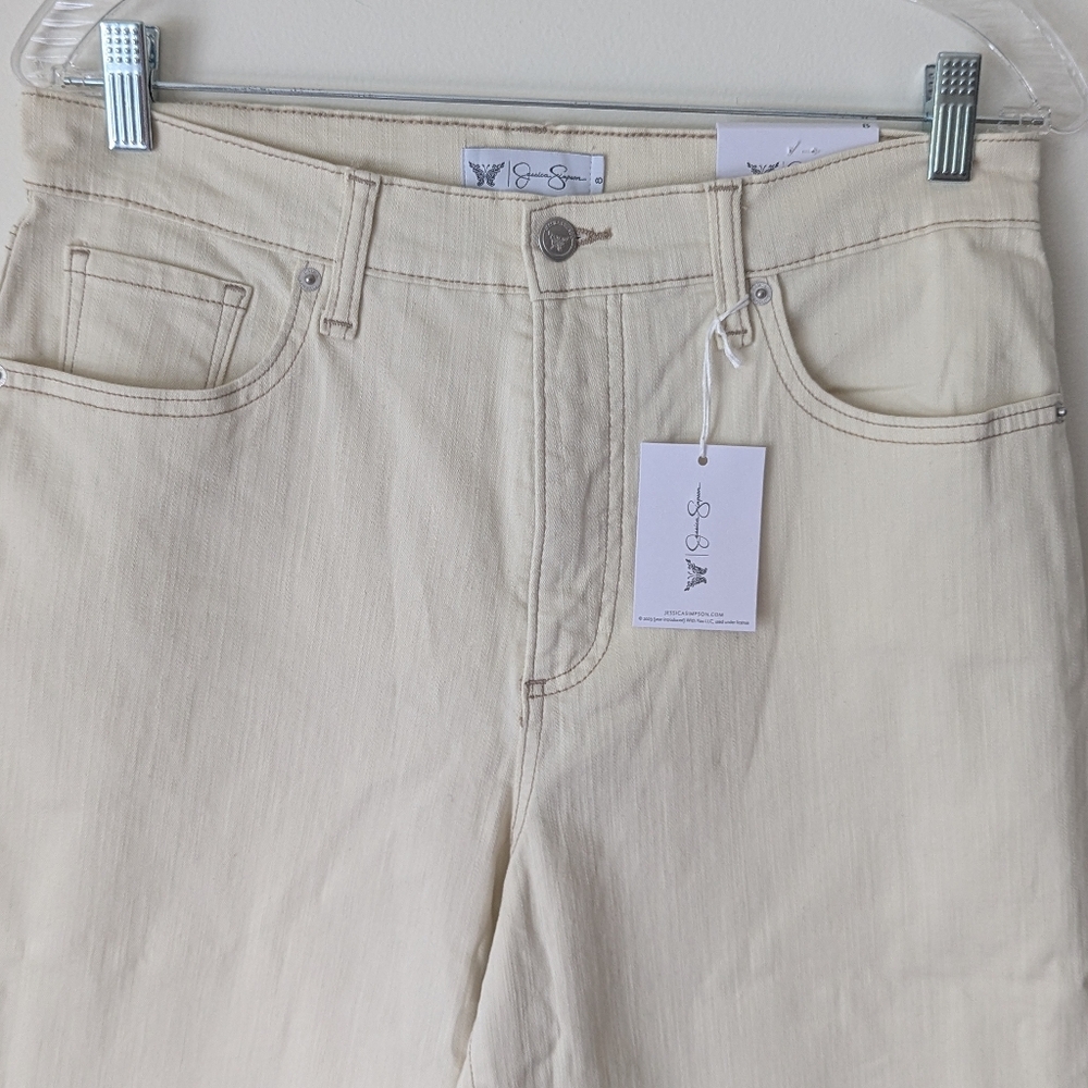 NWT Jessica Simpson Primrose Wide Leg Crop Cream Denim Jeans Size 8 - Picture 2 of 10